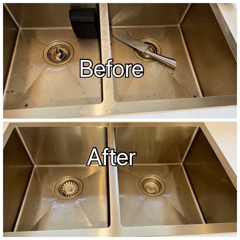 Perth Bond Cleaners kitchen sink before and after deep clean in Perth